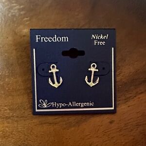 Freedom Hypo-Allergenic Silver Anchor Stud Earrings
